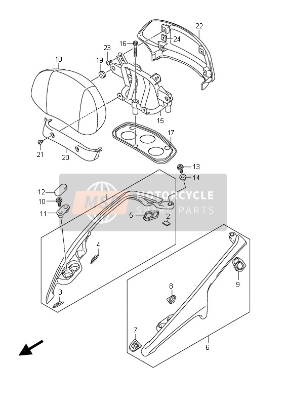 Suzuki AN650A BURGMAN EXECUTIVE 2011 Pillion Rider Handle (AN650A E51) for a 2011 Suzuki AN650A BURGMAN EXECUTIVE